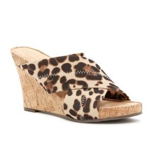 Aerosoles Party Plush Wedge Sandal Leopard Combo